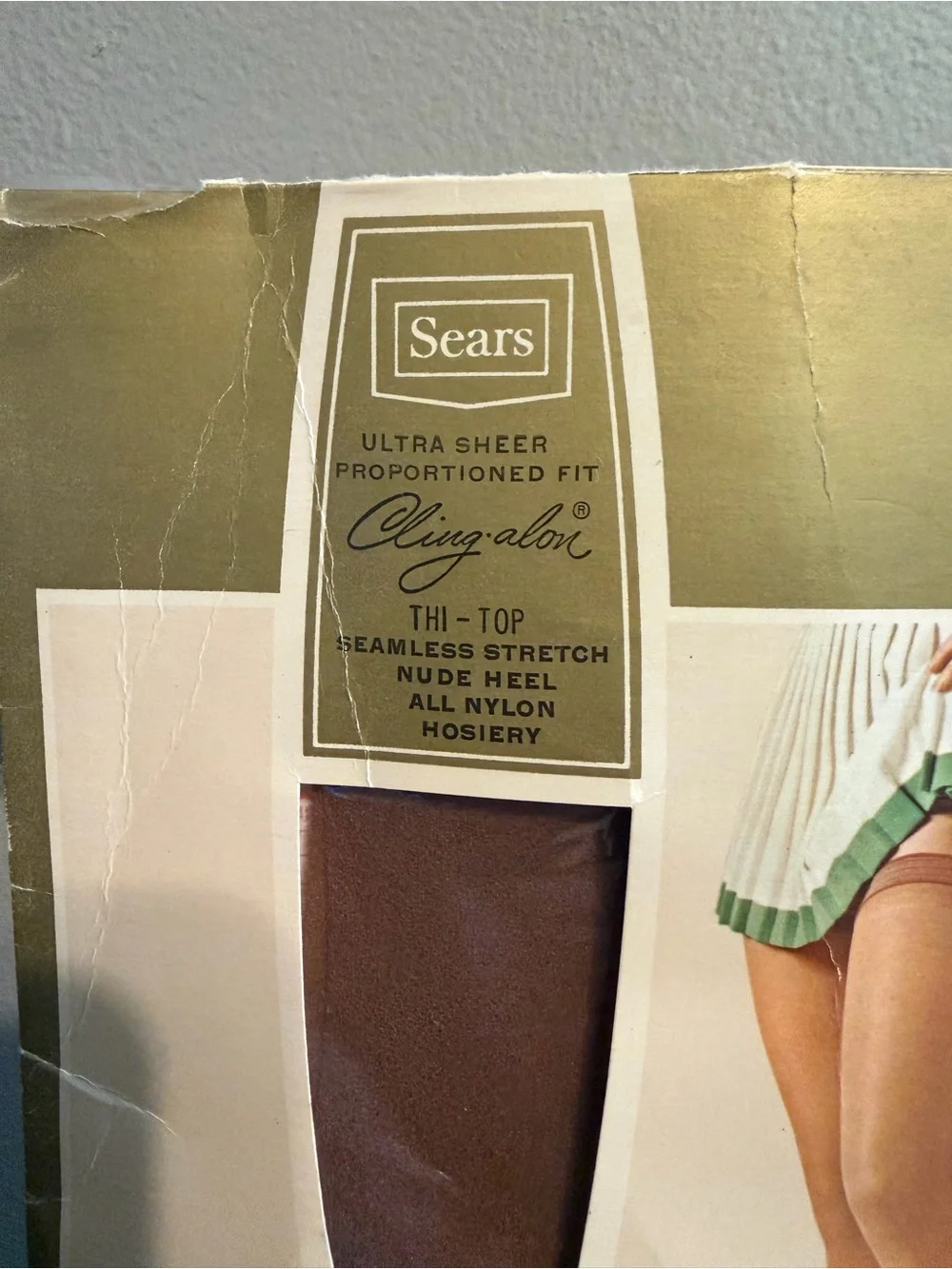 Vintage Sears Cling-Alon Thi Top Hosiery Tahiti Bronze Petite B NOS USA